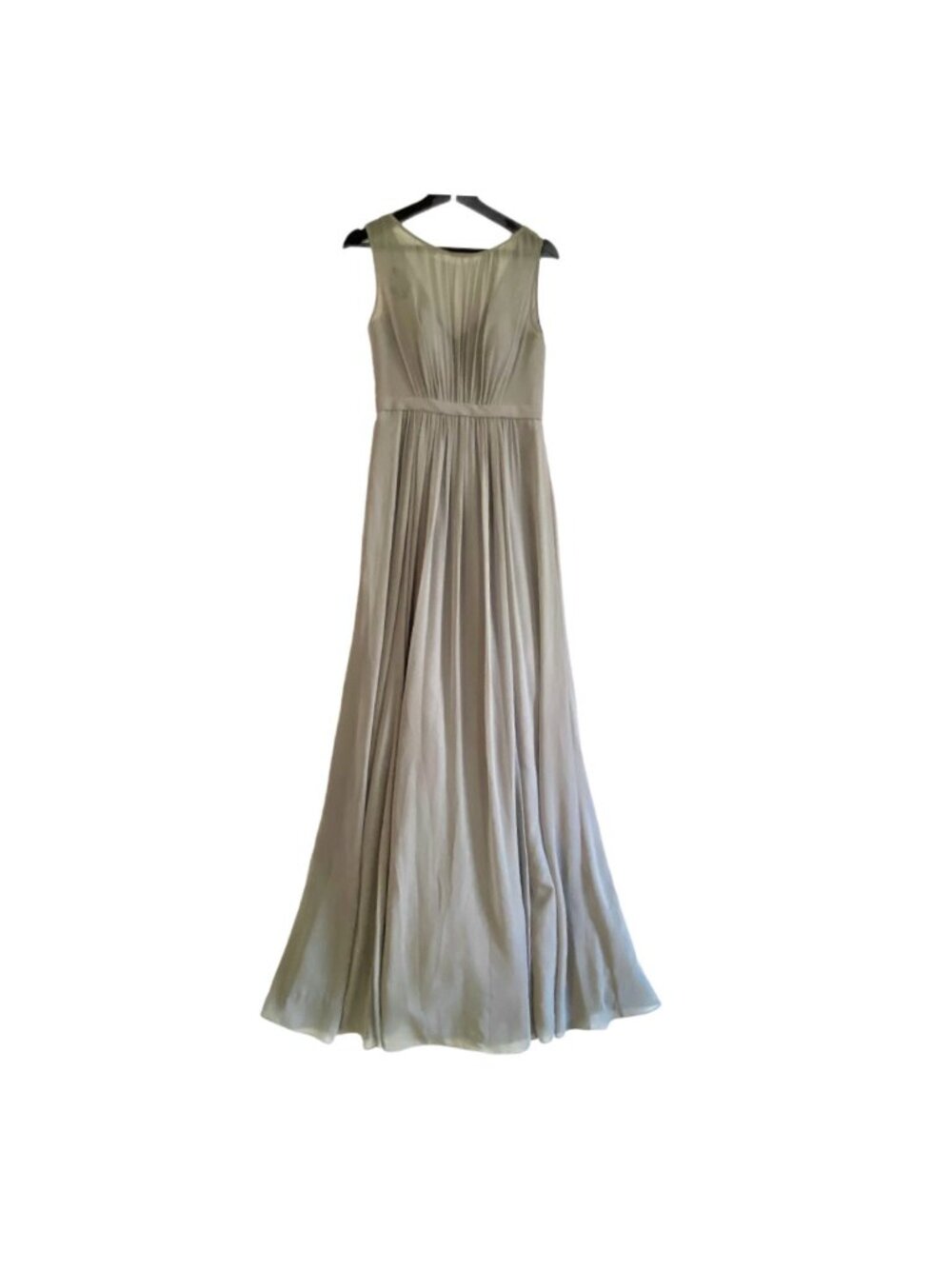 Jenny Yoo Vivienne Pleated Chiffon Gown, Size 4, Color Mineral (gray)